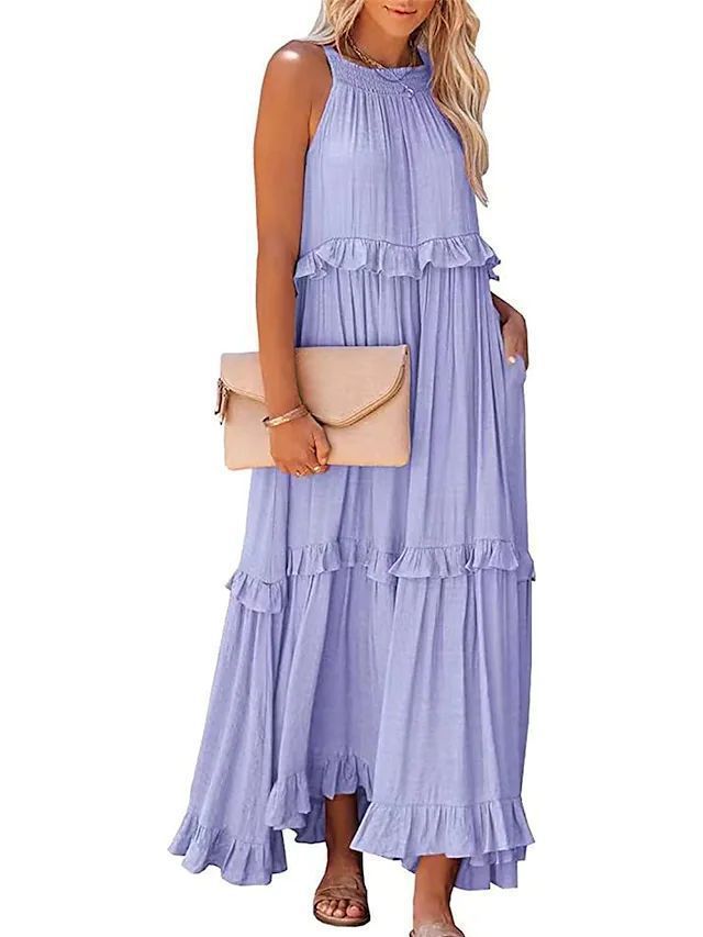 Robe longue à volants
