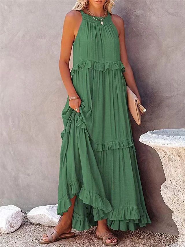 Robe longue à volants