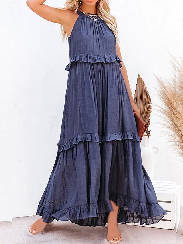 Robe longue à volants