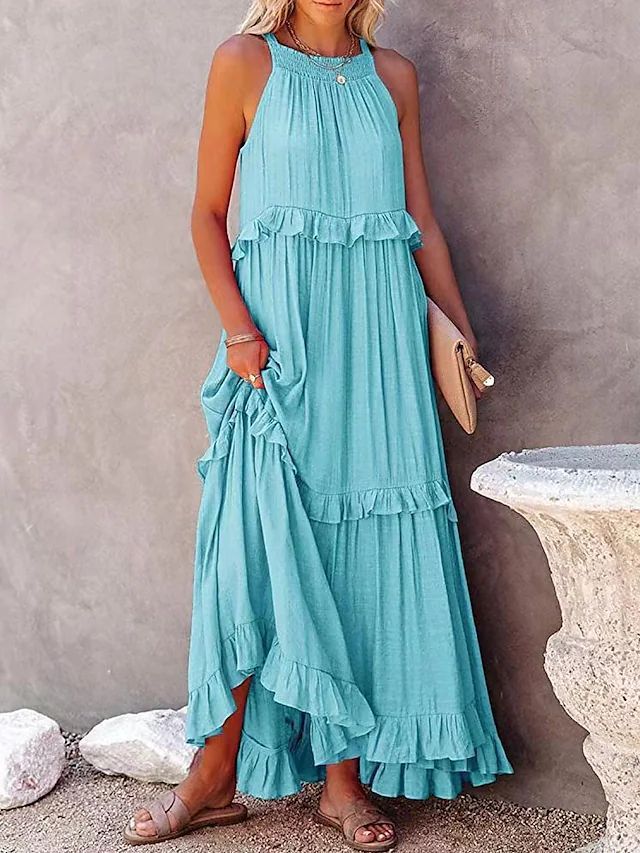 Robe longue à volants