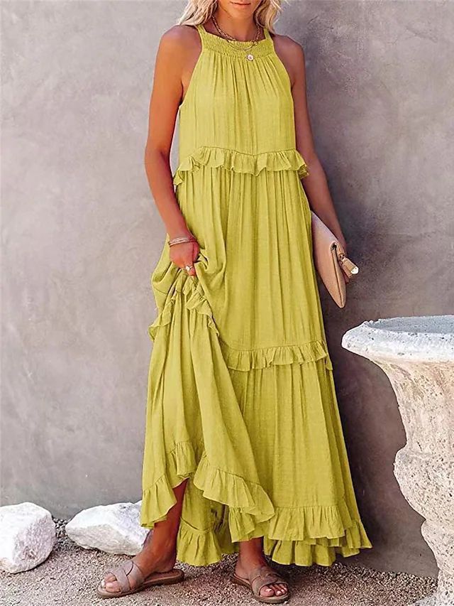 Robe longue à volants