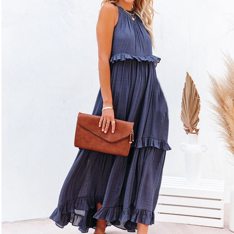 Robe longue à volants