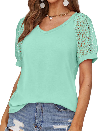 T-shirt dentelle col V