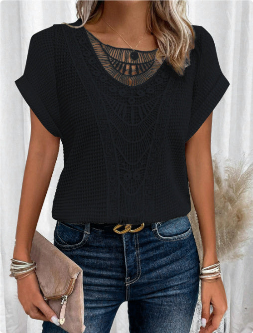 T-shirt ethnique ajouré d'été