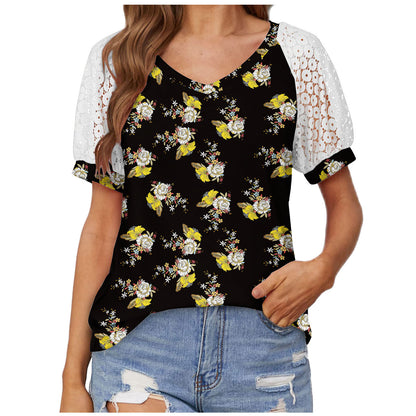 T-shirt dentelle col V