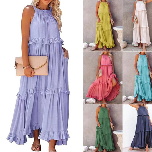 Robe longue à volants