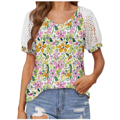 T-shirt dentelle col V