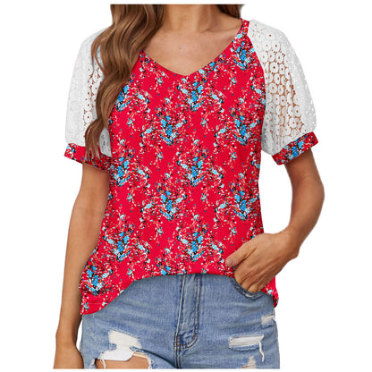 T-shirt dentelle col V